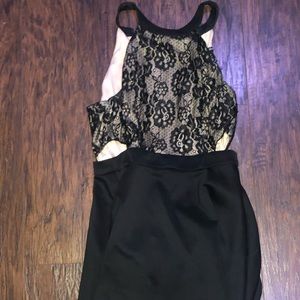 cute black lace dress with side cutouts